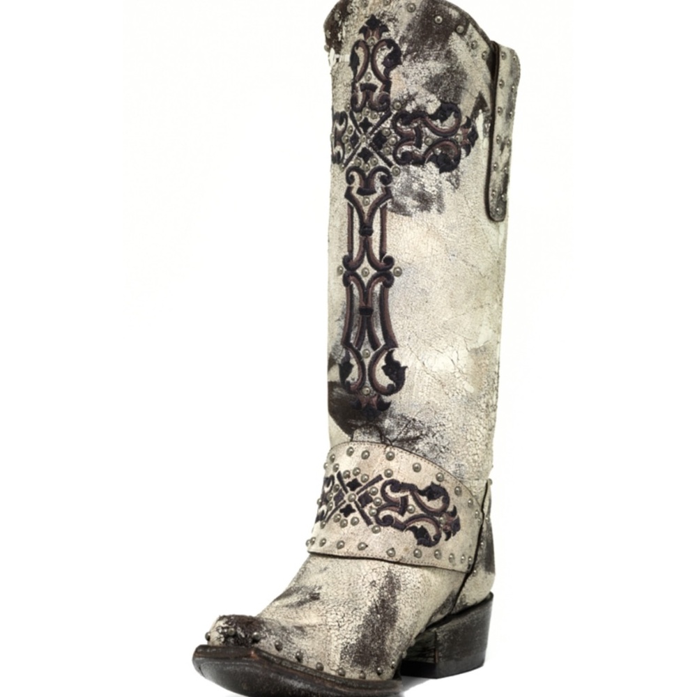 Old Gringo Women's Krusts 13" Silver and Chocolate Studded Leather Boots - Picture 9 of 12